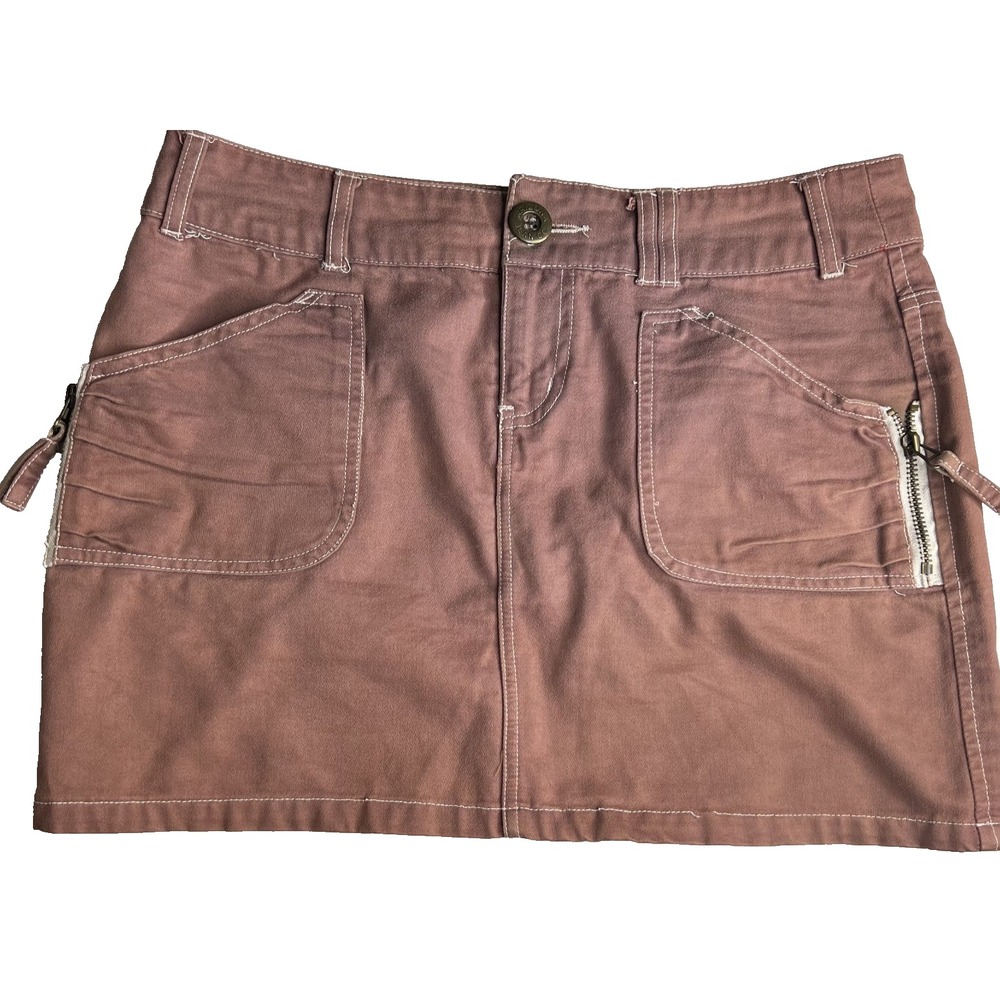 Y2K Arizona Jean Co Cotton Mini‎ Skirt Juniors Size 3 A-line Brown Cargo Pockets
